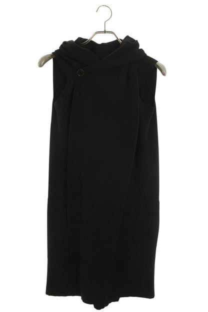 Vintage Rick Owens Tops - Rick Owens 12SS Sleeveless Long Hoodie Cotton Black Size S - Authentic Archive