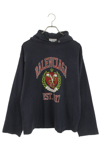 Vintage Balenciaga Tops - BALENCIAGA Print Distressed College Pullover Hoodie Blue Size S - Authentic Archive