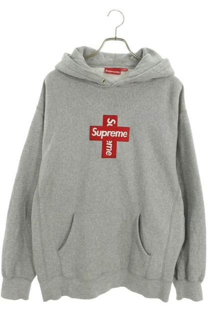 Supreme Cross Box Logo Hooded Sweatshirt Gray Size XL