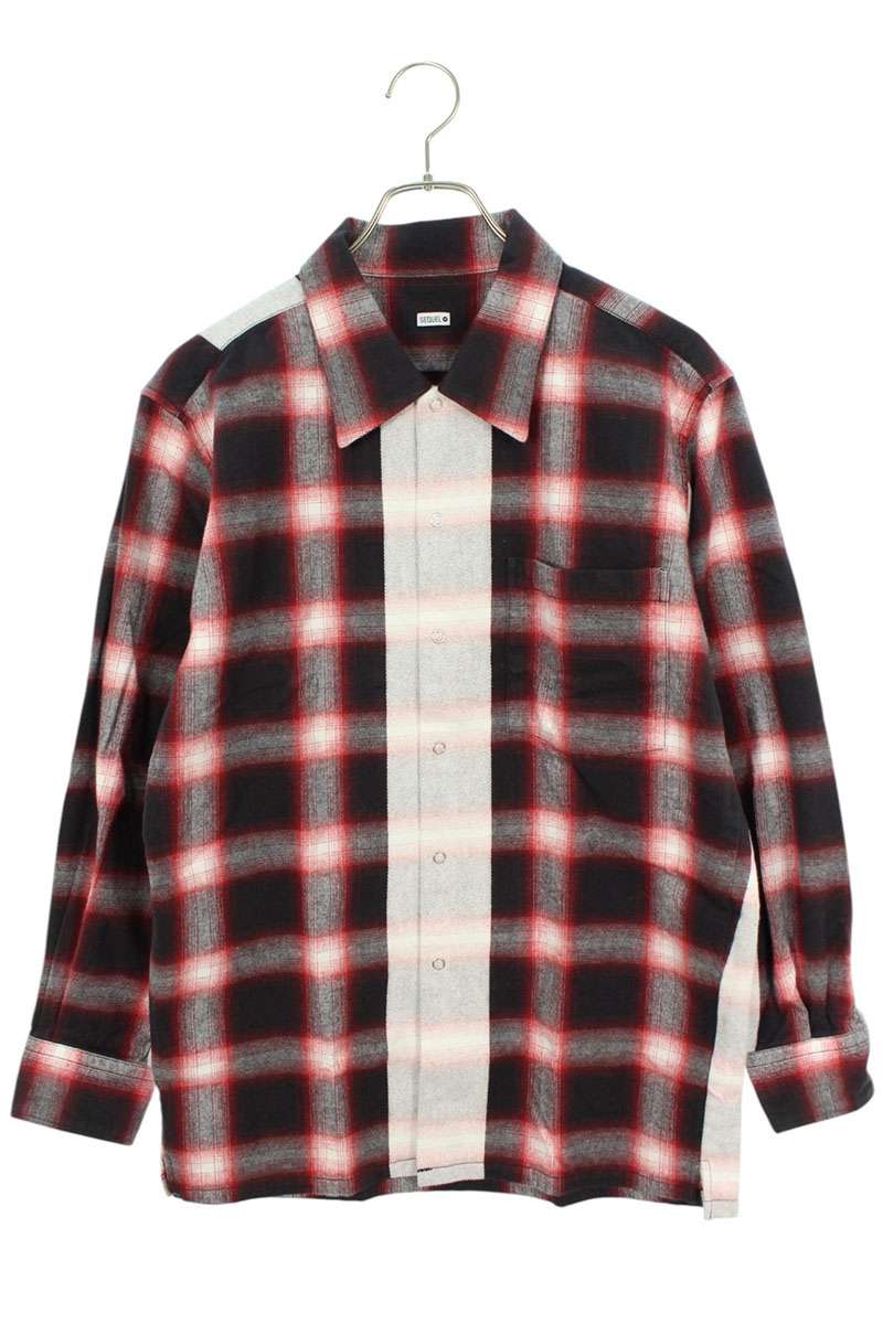 SEQUEL 23AW Long Sleeve Shirt Red x White Size S