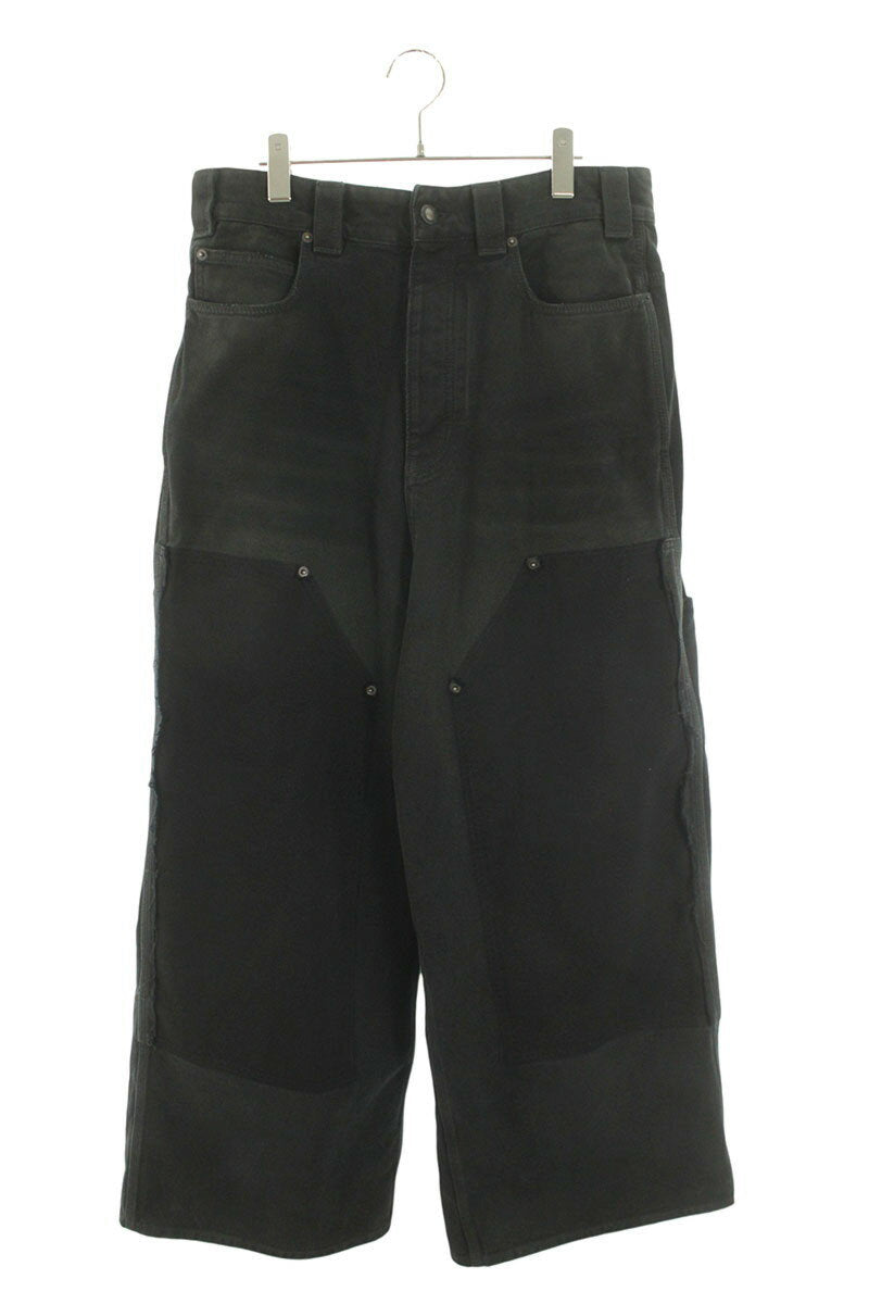 BALENCIAGA Grunge Ripped Baggy Denim Pants Black Size 30