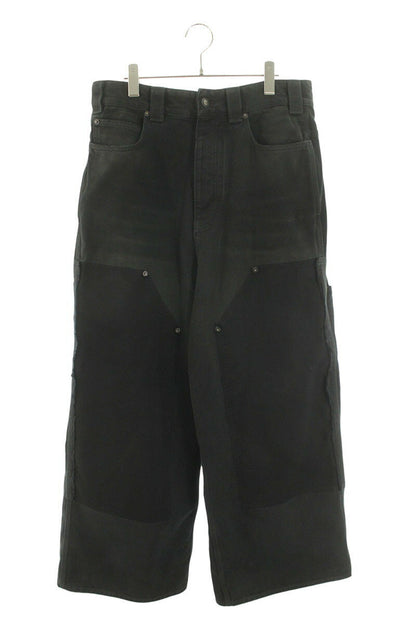 BALENCIAGA Grunge Ripped Baggy Denim Pants Black Size 30
