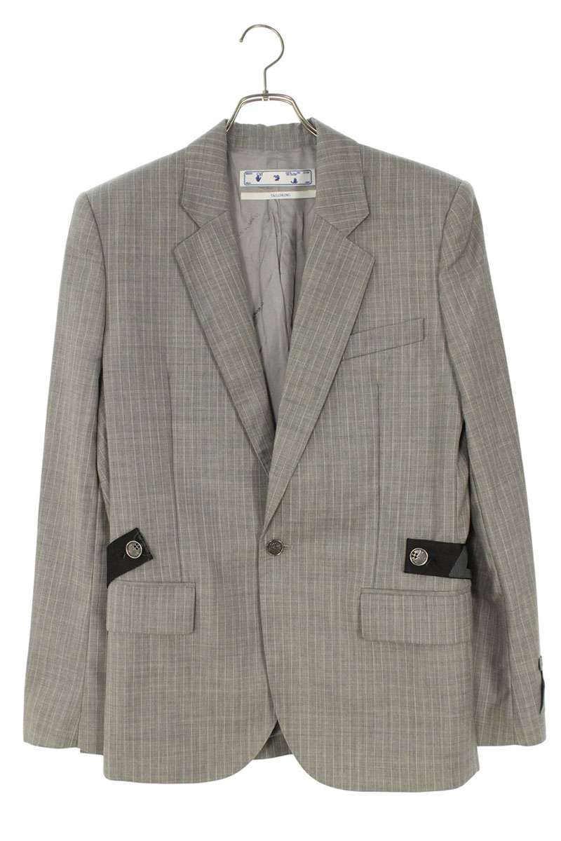 Off-White Striped Tailored Jacket Gray Size 50