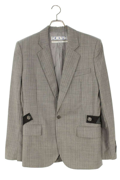 Off-White Striped Tailored Jacket Gray Size 50
