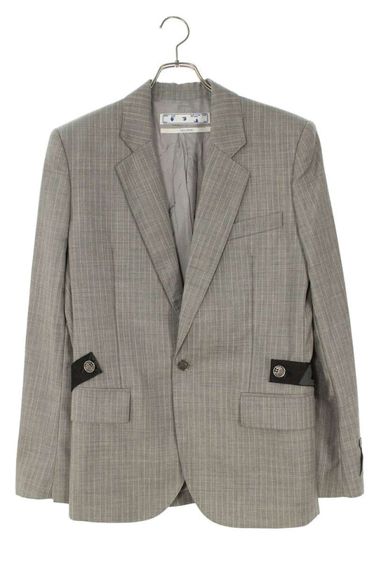 Off-White Striped Tailored Jacket Gray Size 50