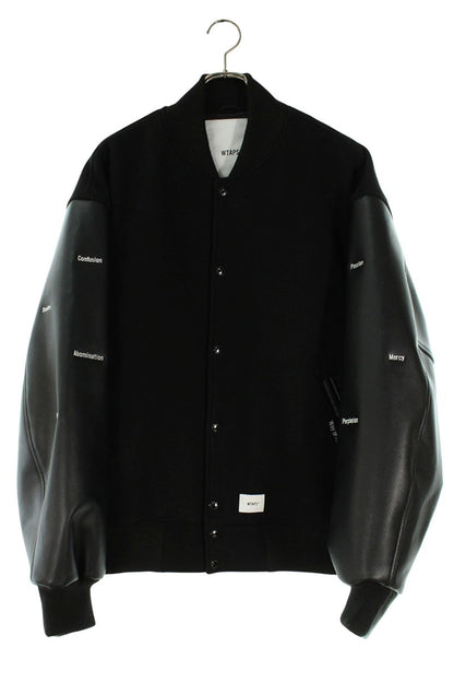 WTAPS 24AW Wool Melton Varsity Jacket Black Size L