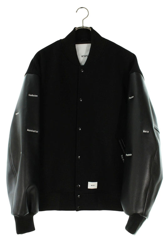 WTAPS 24AW Wool Melton Varsity Jacket Black Size L