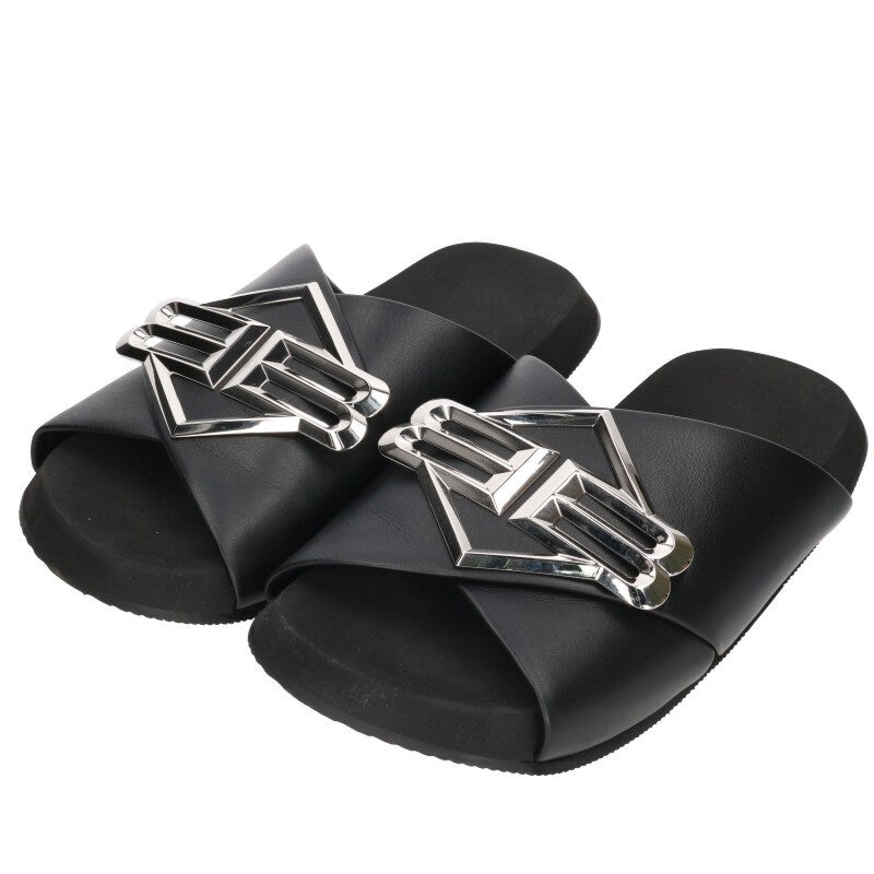 Balenciaga Logo Sandals Black x Silver Size 41
