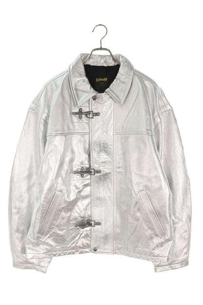 Supreme x Schott 25SS Schott Leather Clip Jacket Silver Size XL