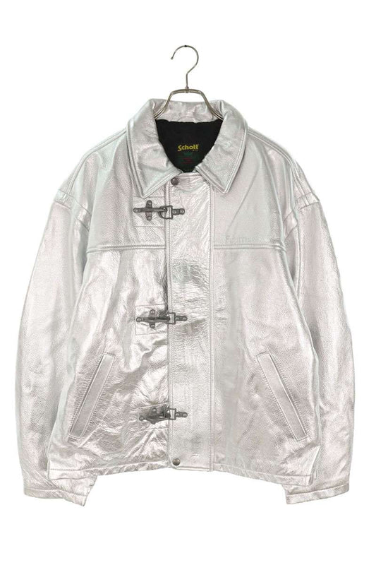 Supreme x Schott 25SS Schott Leather Clip Jacket Silver Size XL