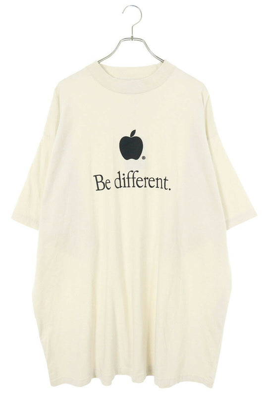 Balenciaga 22AW Be different Embroidered T-Shirt Beige Size XL