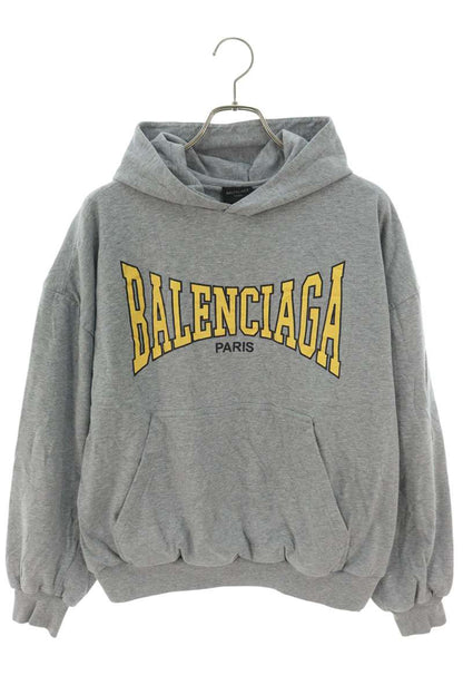 Balenciaga 24AW Logo Print Pullover Hoodie Gray x Yellow Size S