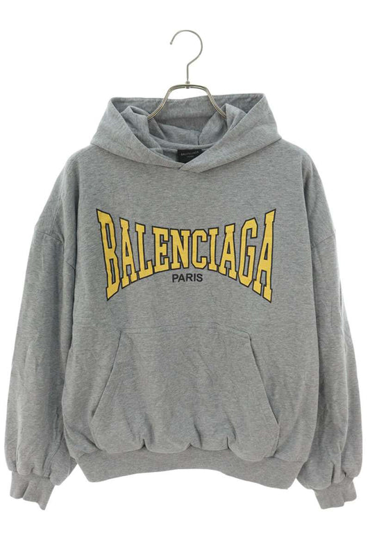 Balenciaga 24AW Logo Print Pullover Hoodie Gray x Yellow Size S