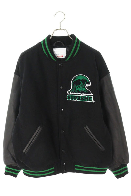 Supreme 24SS Wave Varsity Jacket Black x Green Size L