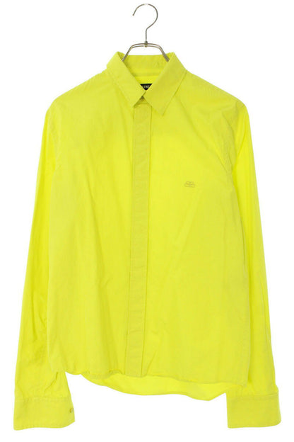 BALENCIAGA BB Logo Embroidered Long Sleeve Shirt Yellow Size XS