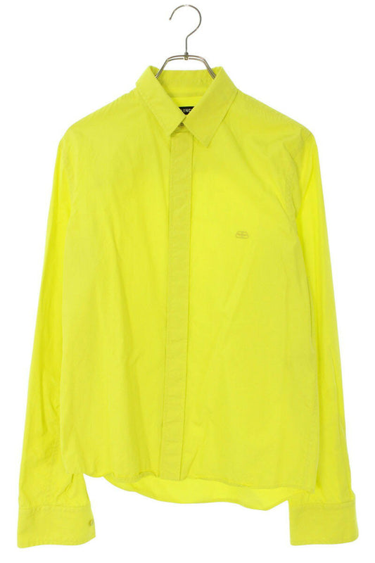 BALENCIAGA BB Logo Embroidered Long Sleeve Shirt Yellow Size XS