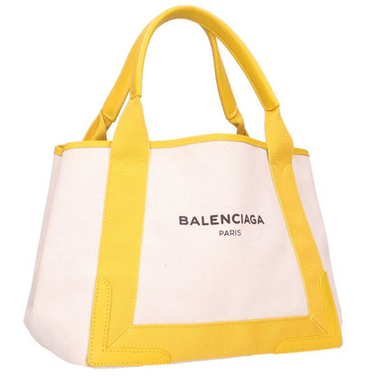 Balenciaga Navy Canvas calfskin handbag White x Yellow One Size