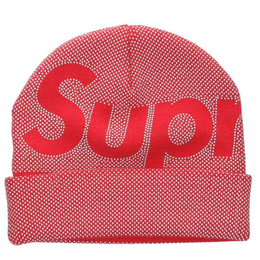 Supreme SIZE Studded Knockout Big Logo Beanie Red x Silver One Size