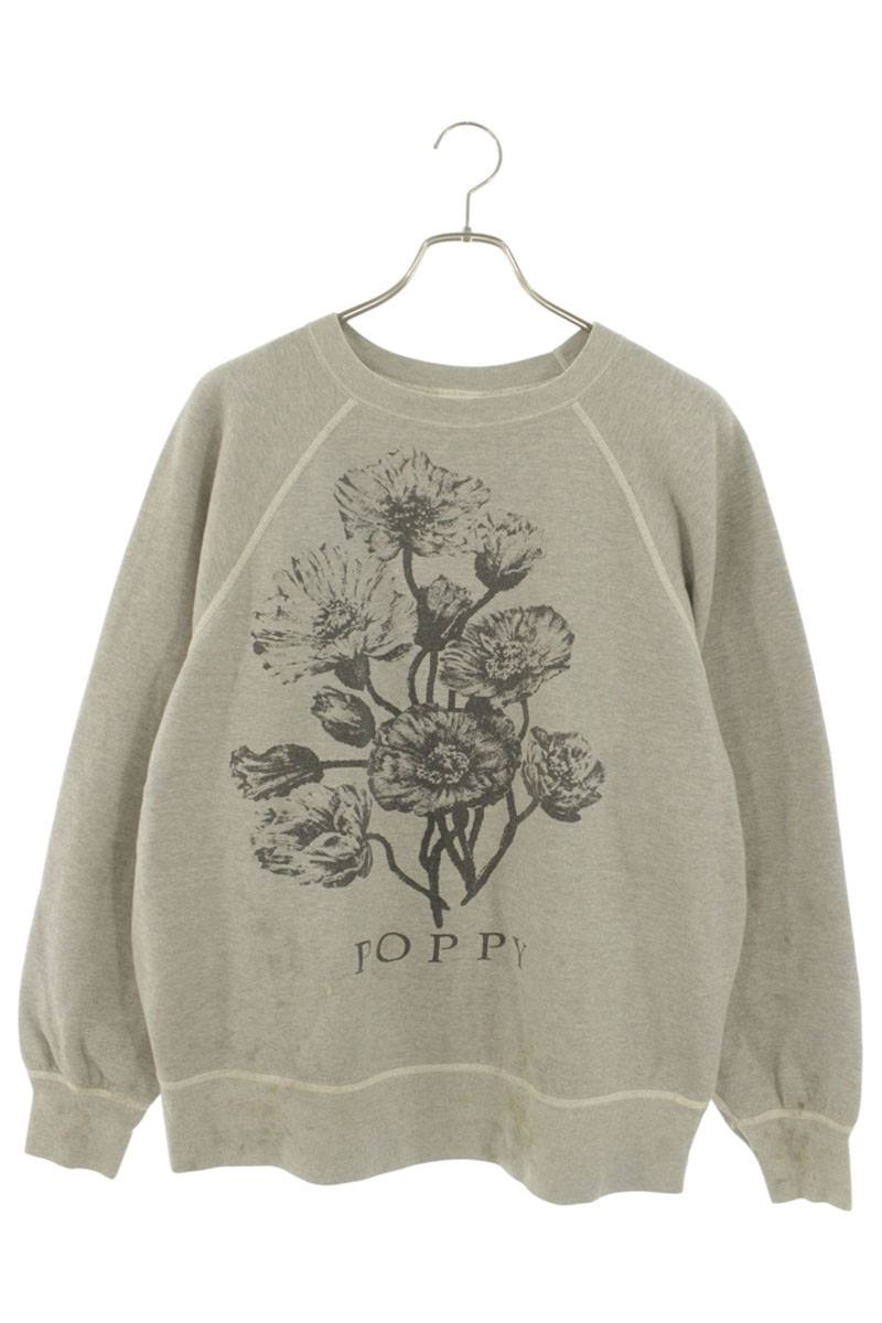 Saint Michael 24AW POPPY Vintage Crewneck Sweatshirt Gray Size L