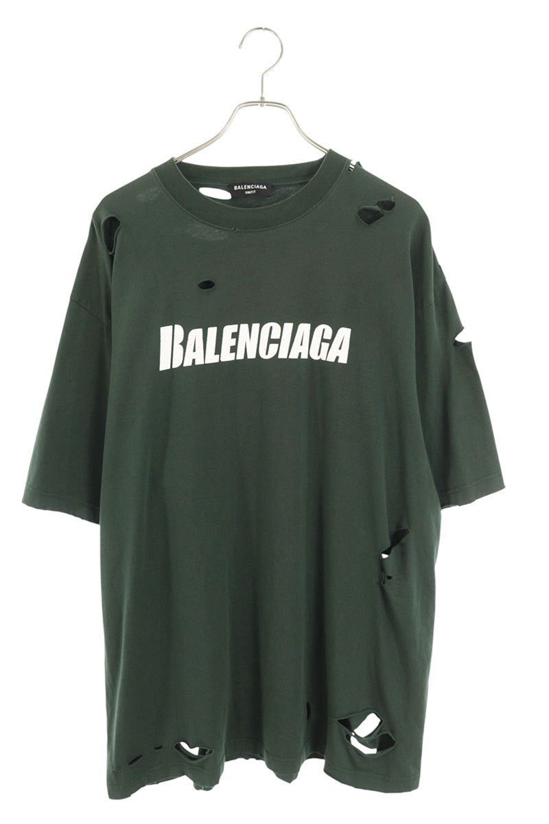 Balenciaga Logo Print T-Shirt Green x White Size S