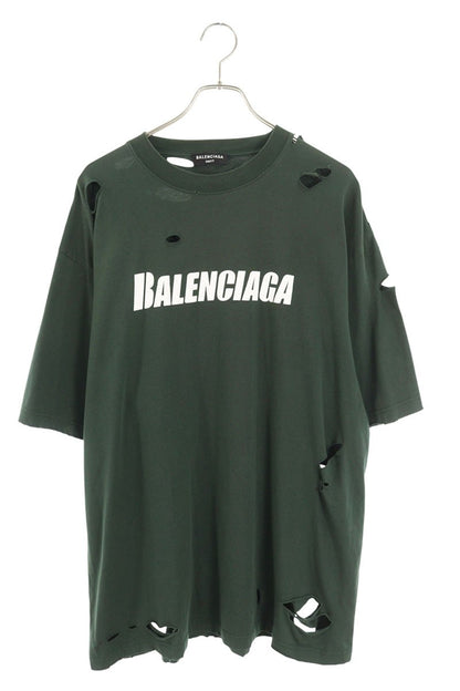Balenciaga Logo Print T-Shirt Green x White Size S