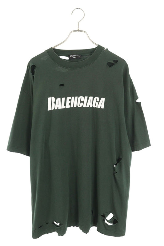 Balenciaga Logo Print T-Shirt Green x White Size S