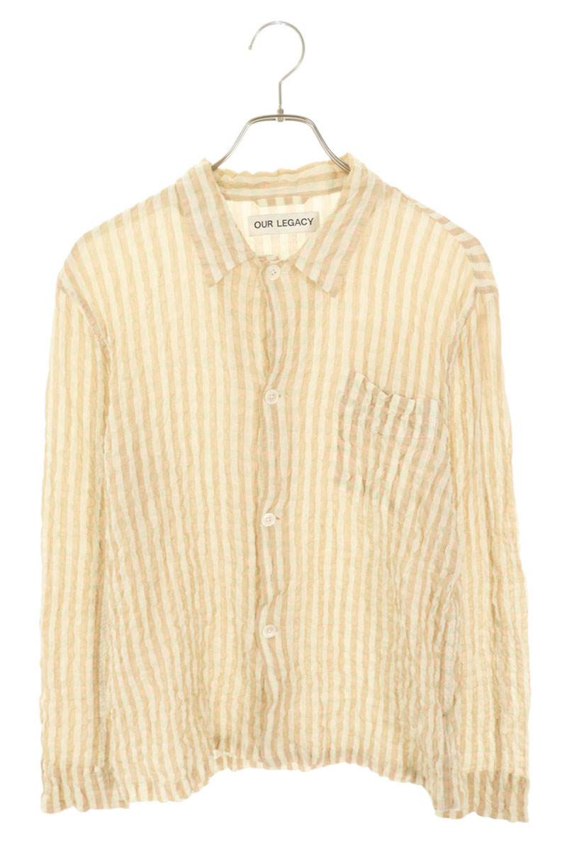 Our Legacy BASQUE SEERSUCKER CHECK Long Sleeve Shirt Beige Size 44