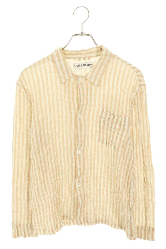 Our Legacy BASQUE SEERSUCKER CHECK Long Sleeve Shirt Beige Size 44