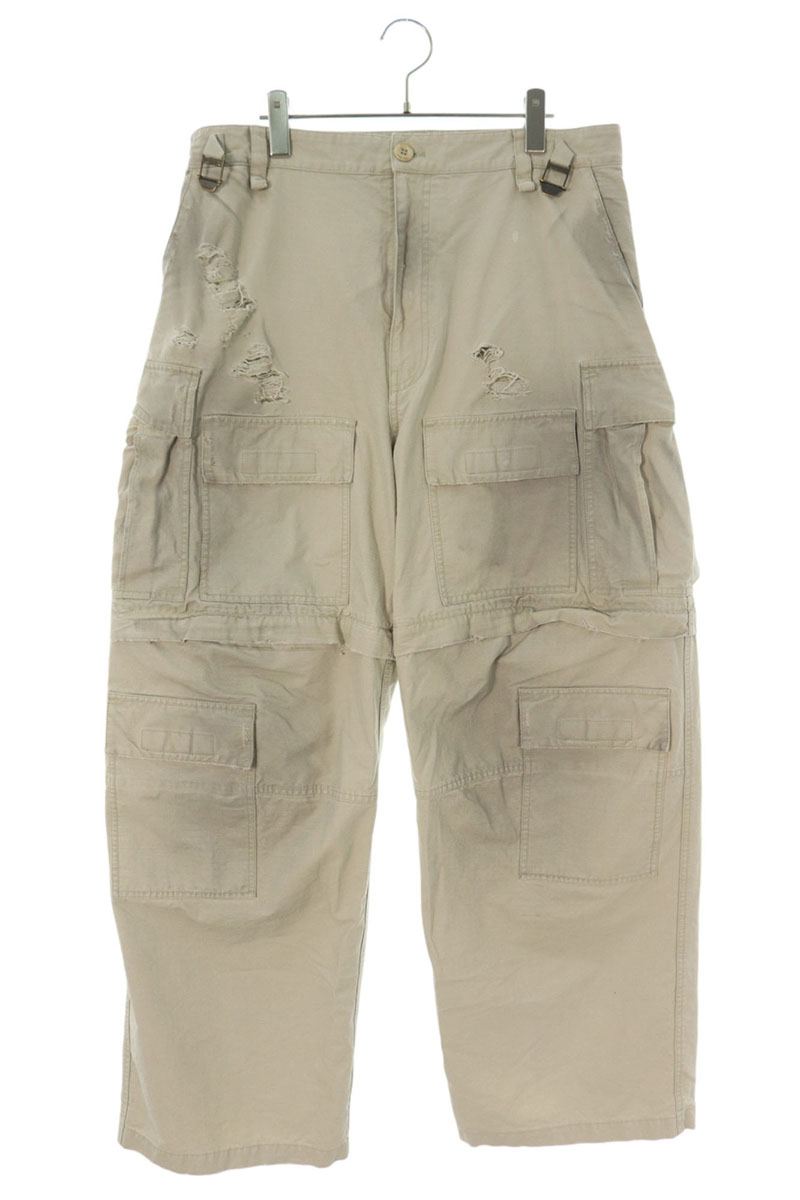 Balenciaga Distressed Cargo Long Pants Beige Size 48