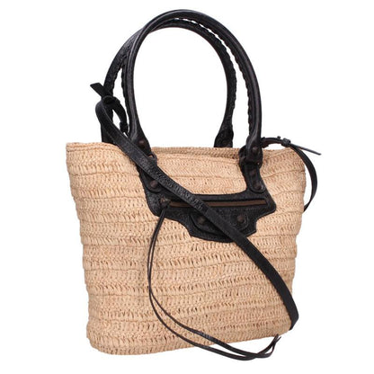 Balenciaga Lu City Raffia 2-way Handbag Beige x Black One Size