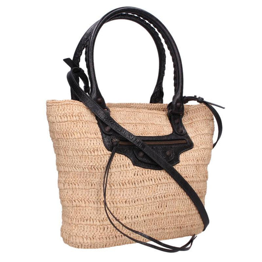Balenciaga Lu City Raffia 2-way Handbag Beige x Black One Size