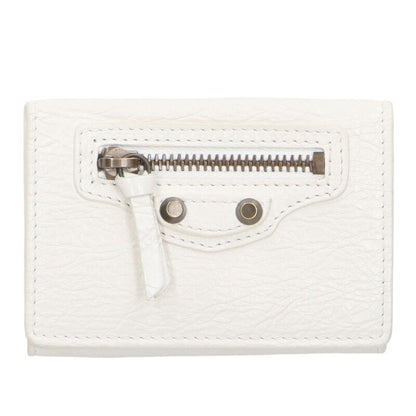 Balenciaga Trifold Leather Wallet White