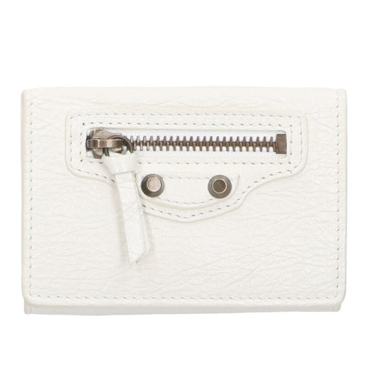 Balenciaga Trifold Leather Wallet White
