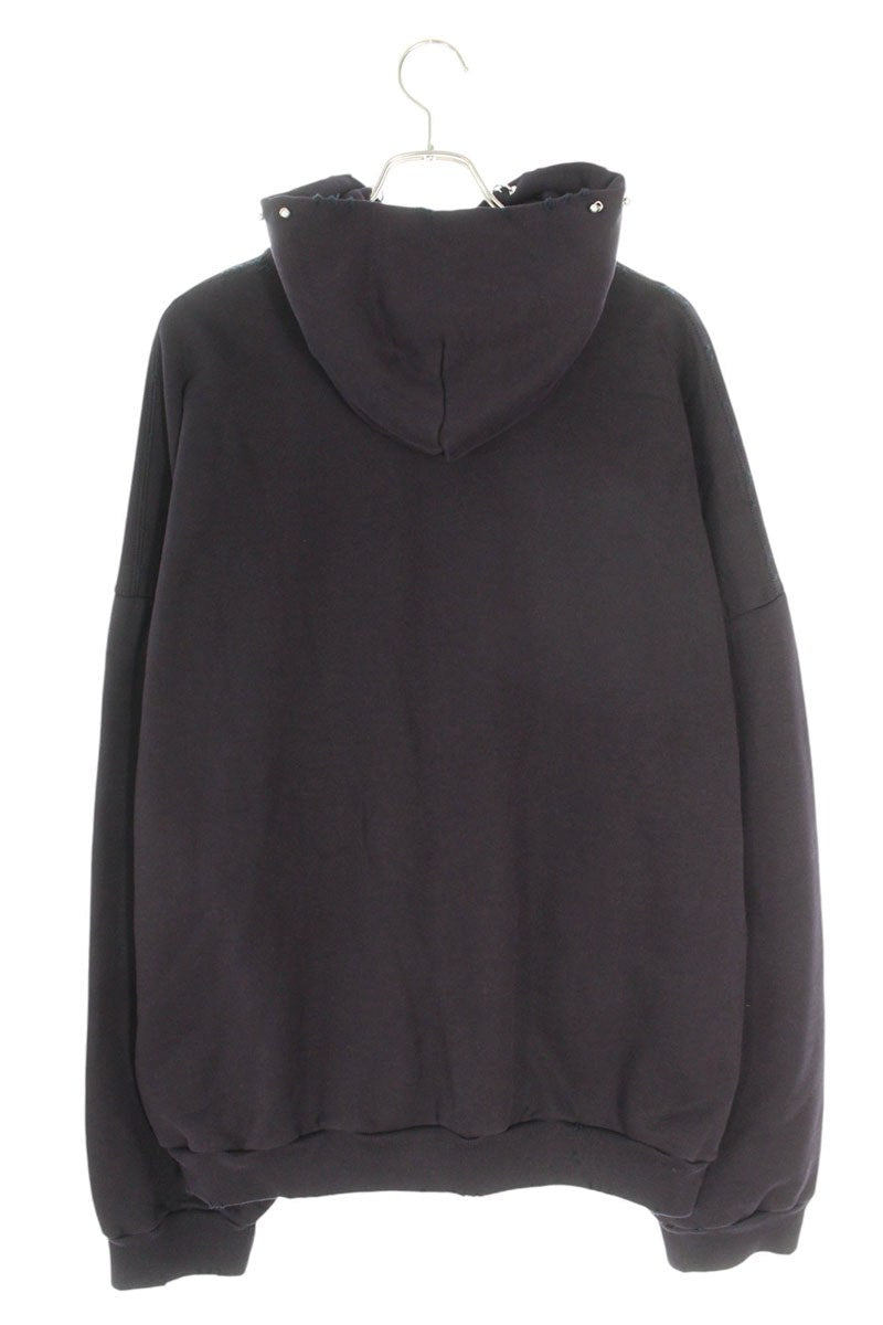 Balenciaga 24SS Distressed Washed Pierced Hoodie Black Size 4
