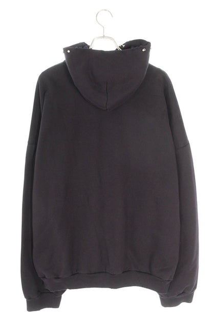 Balenciaga 24SS Distressed Washed Pierced Hoodie Black Size 4
