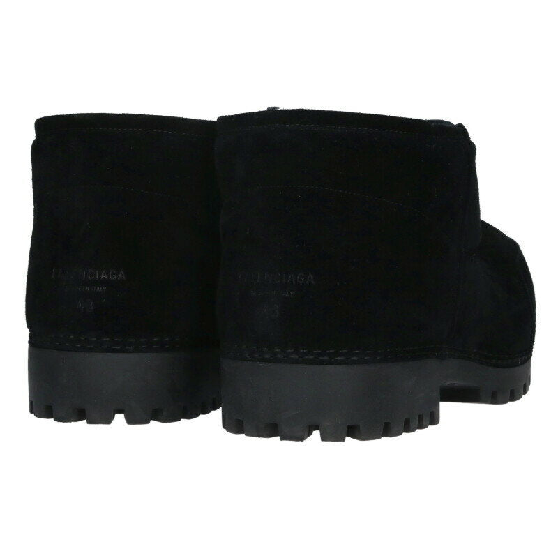 BALENCIAGA Alaska Fur Suede Short Boots Black Size 9.5