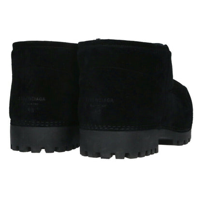 BALENCIAGA Alaska Fur Suede Short Boots Black Size 9.5