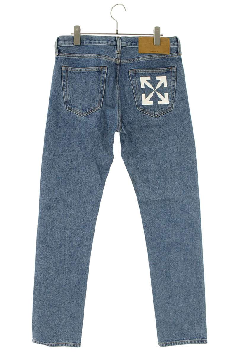 Off-White Print Denim Pants Blue Size 30