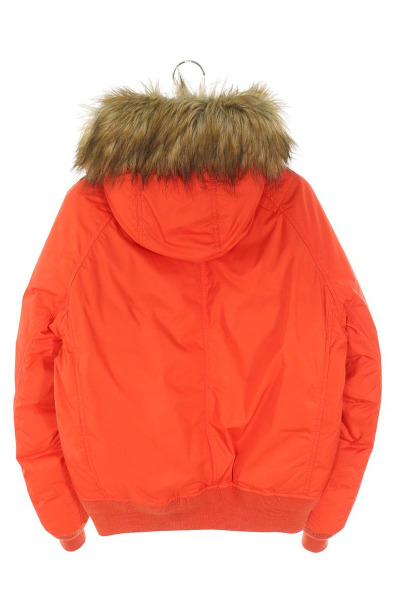 Ralph Lauren Fur Hooded Down Jacket Orange Size S