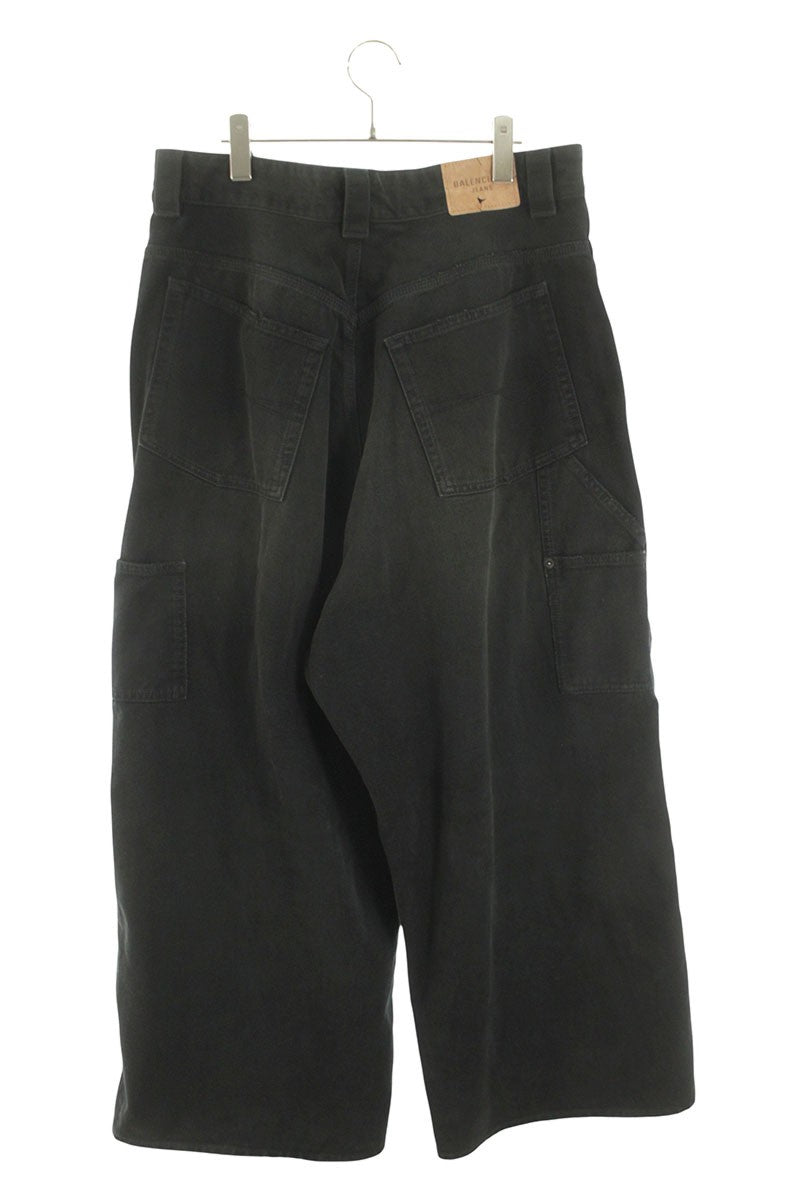 BALENCIAGA Grunge Ripped Baggy Denim Pants Black Size 30