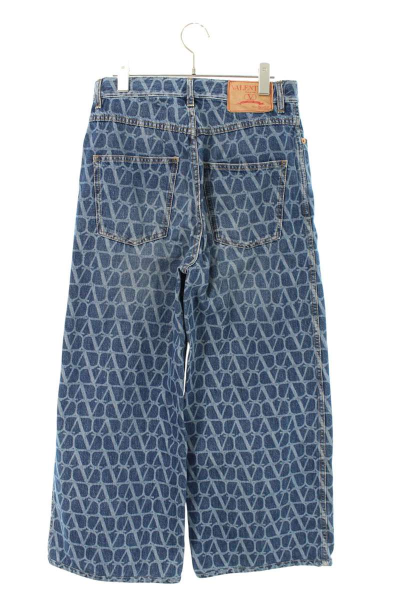 Valentino Logo All-Over Print Denim Pants Blue Size 28