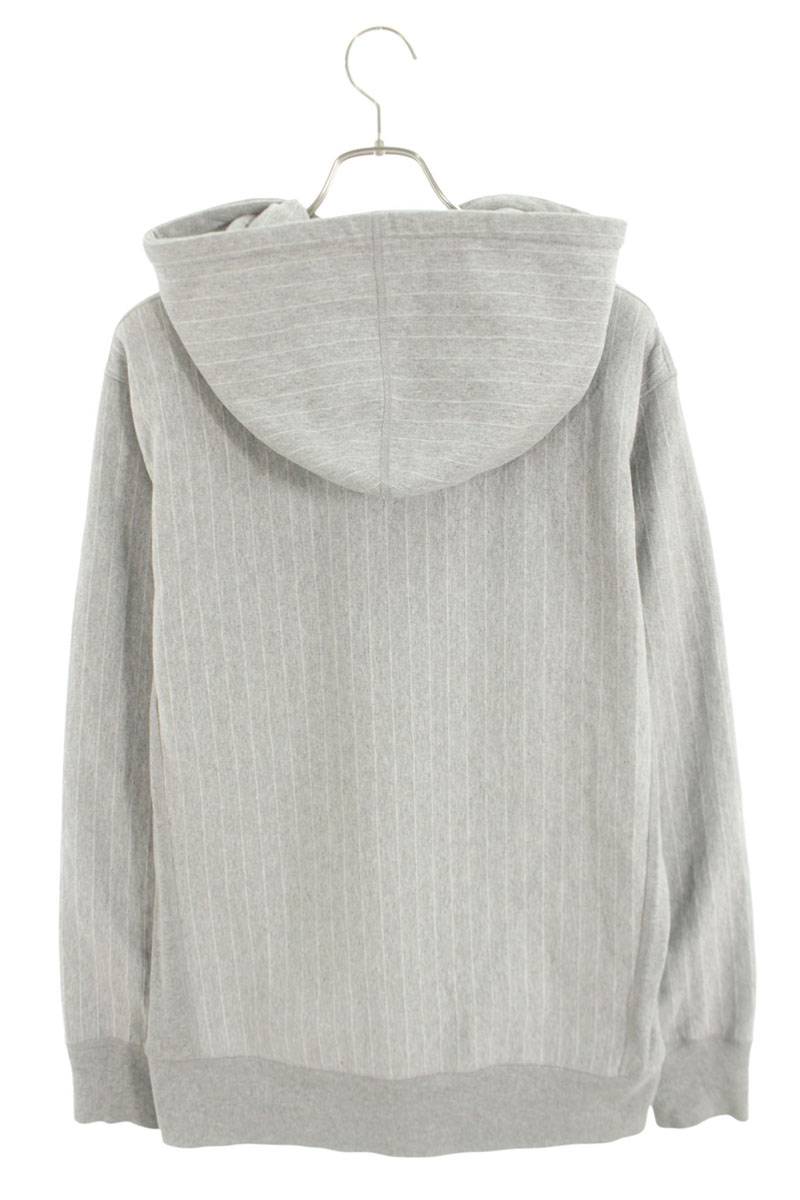 SUPREME 08AW Pinstriped Hoodie Gray Size L