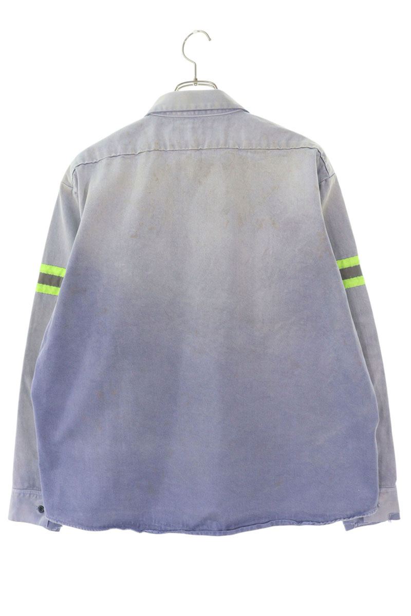 SAINT MICHAEL Logo Patch Vintage Long Sleeve Shirt Blue Size M