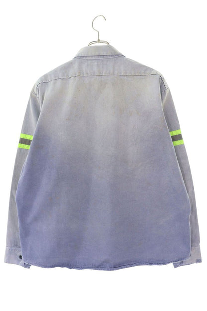 SAINT MICHAEL Logo Patch Vintage Long Sleeve Shirt Blue Size M