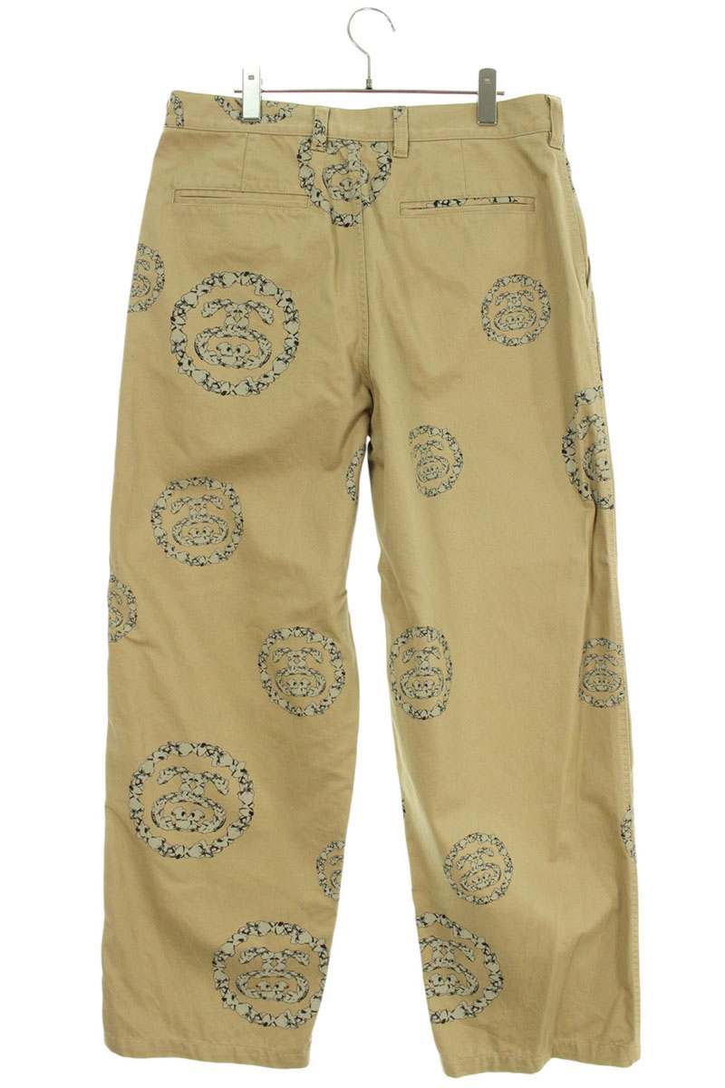 DENIM TEARS x Stussy 25SS DT SS WREATH CHINO Logo Print Long Pants Beige Size 32