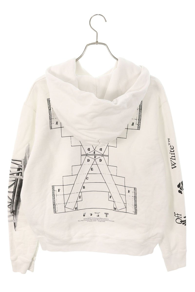 Off-White Print Pullover Hoodie White Size XL