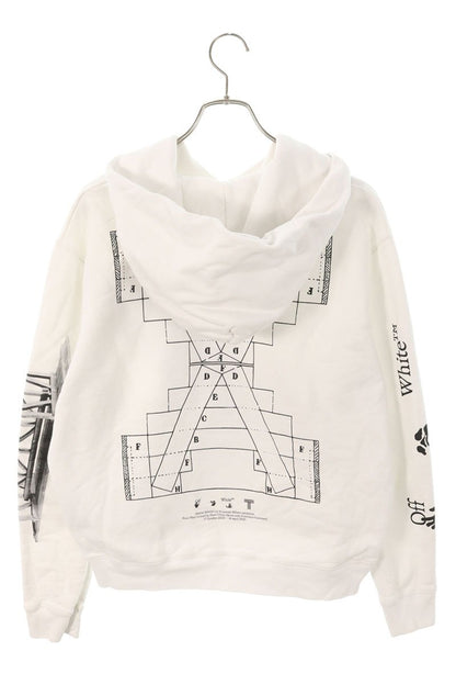 Off-White Print Pullover Hoodie White Size XL