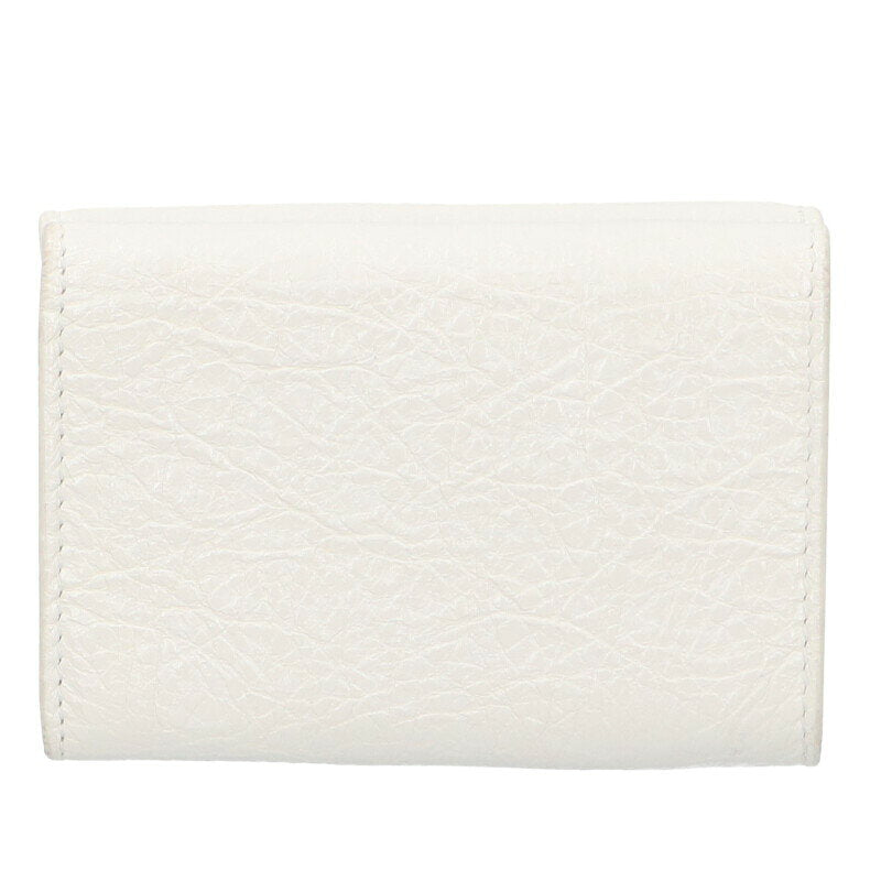 Balenciaga Trifold Leather Wallet White