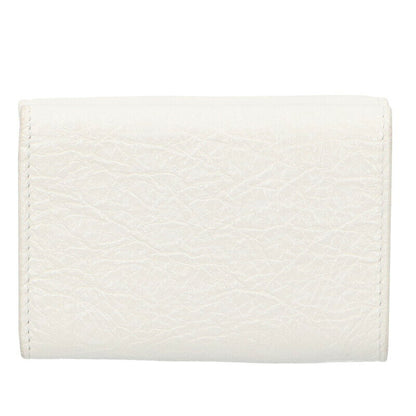 Balenciaga Trifold Leather Wallet White