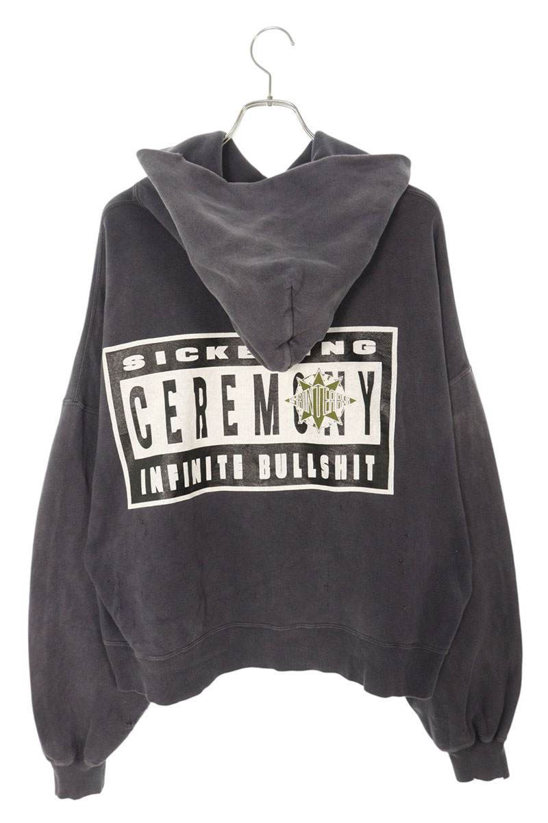 Saint Michael Front Print Pullover Hoodie Black Size S